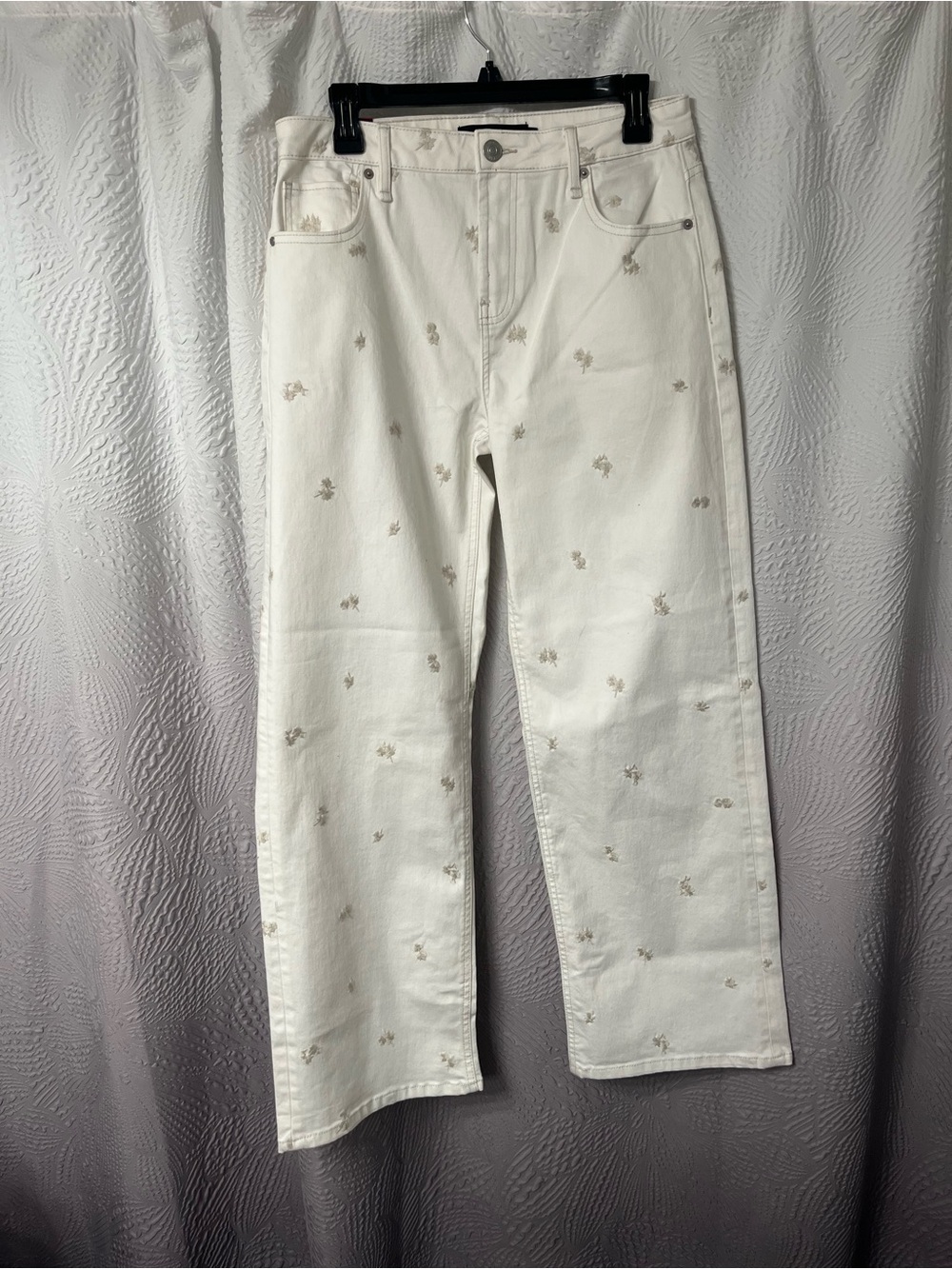 Cotton Hudson Jeans White Straight-Leg Embroidered Jeans